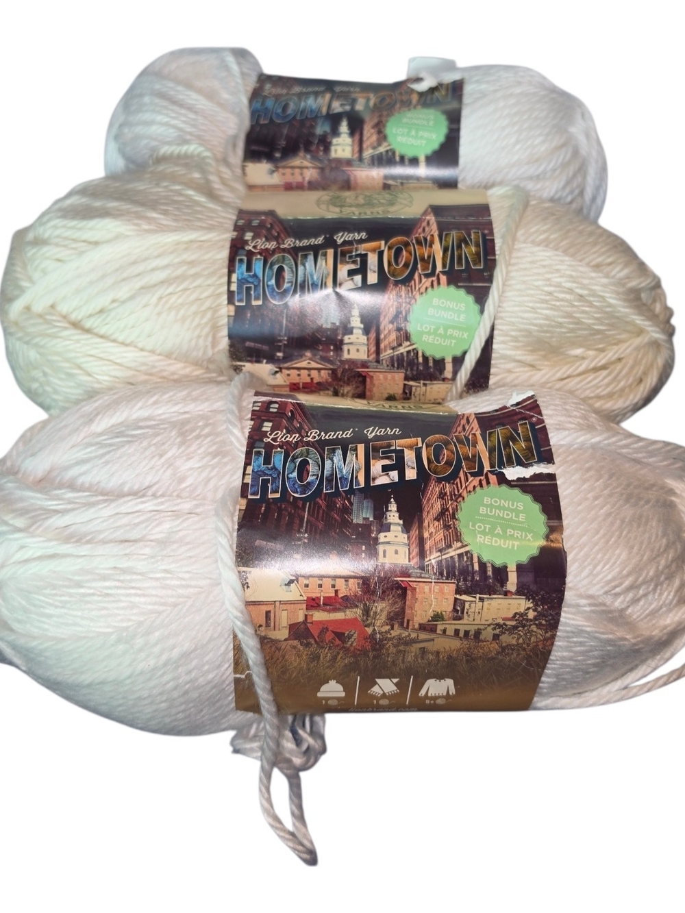 Lion Brand Hometown Bonus Bundle Yarn New York White Lot of 3 DISCONTINUED - Picture 3 of 5